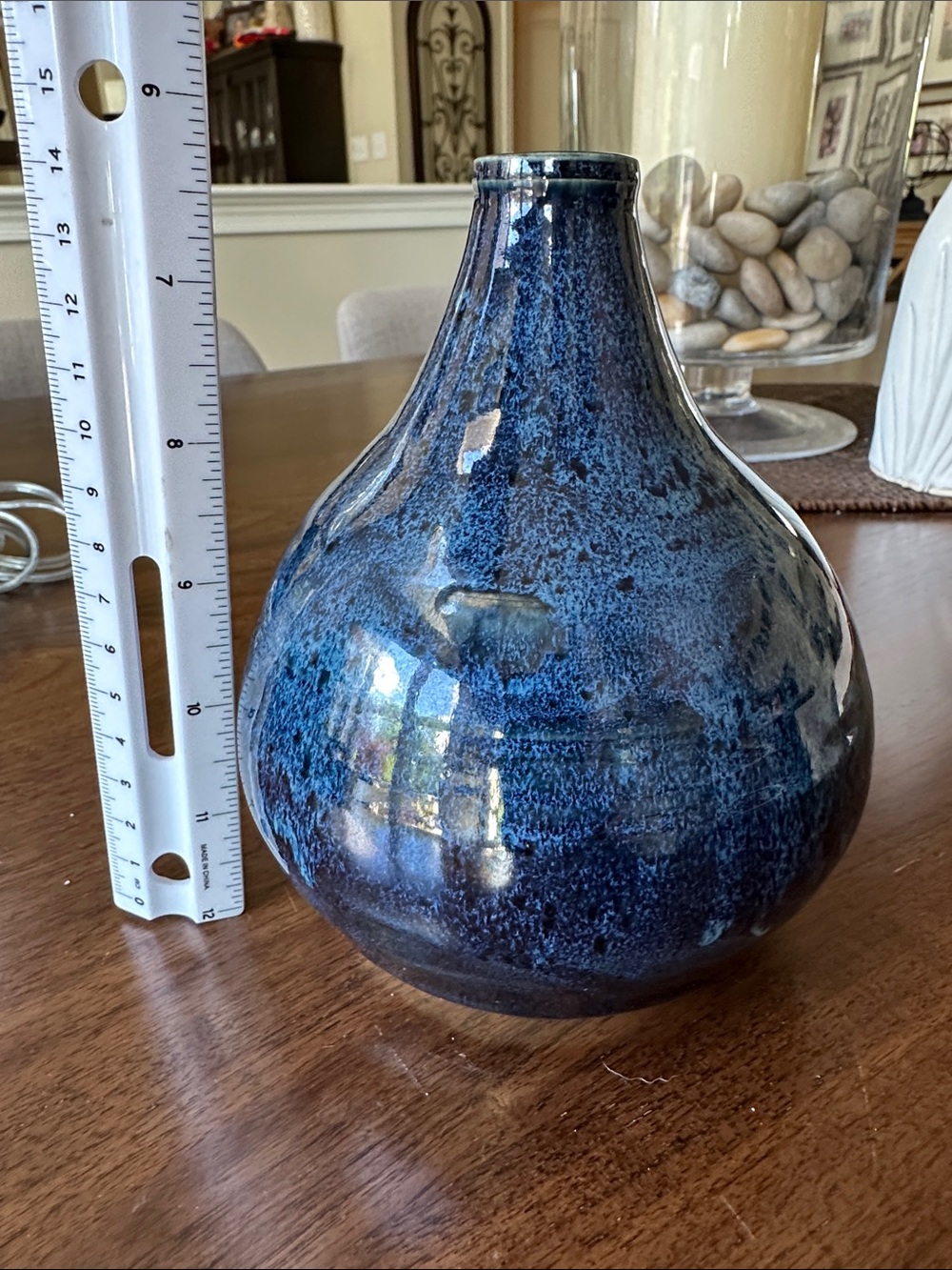 Handcrafted Pottery Deep Blue Ceramic Vase